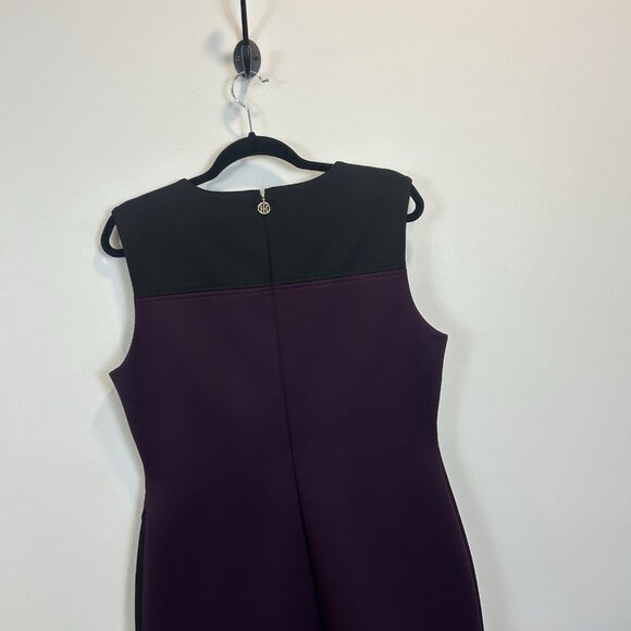 NEW Tommy Hilfiger Colorblock Asymmetric Sheath Dress Womens Sz 14 Purple Black - Picture 7 of 8